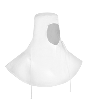 White protective hood with face opening.