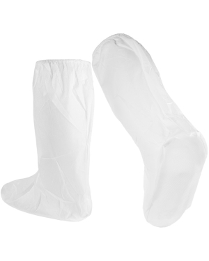 White disposable shoe covers
