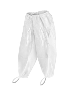 White disposable pants with foot straps