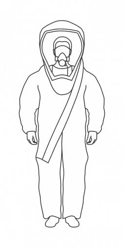 chemical-hazards-context-1 2 Figure illustration of a OSHA Level A, EN Category III, Type 1/2 garment configuration